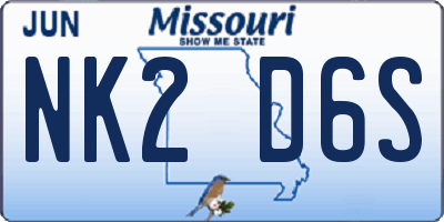 MO license plate NK2D6S