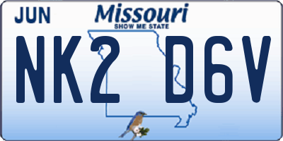 MO license plate NK2D6V