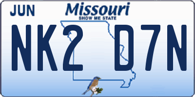 MO license plate NK2D7N