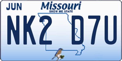 MO license plate NK2D7U