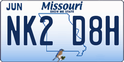 MO license plate NK2D8H