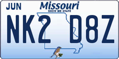 MO license plate NK2D8Z