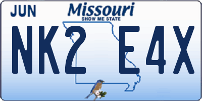 MO license plate NK2E4X