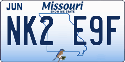 MO license plate NK2E9F