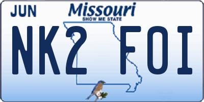 MO license plate NK2F0I