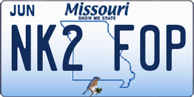 MO license plate NK2F0P