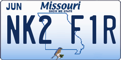MO license plate NK2F1R