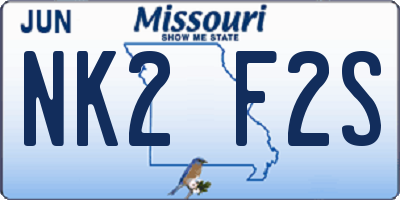 MO license plate NK2F2S