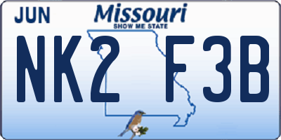 MO license plate NK2F3B