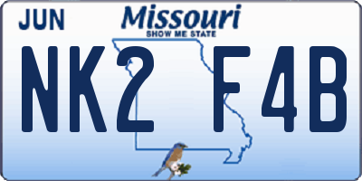 MO license plate NK2F4B