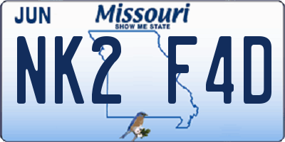 MO license plate NK2F4D