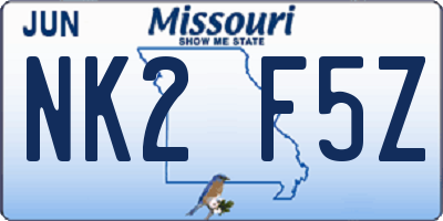 MO license plate NK2F5Z