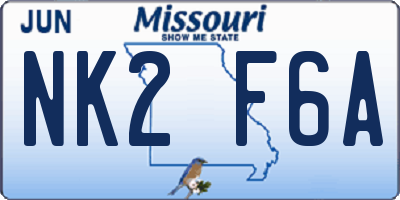MO license plate NK2F6A