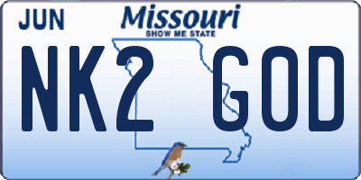MO license plate NK2G0D
