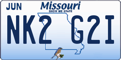 MO license plate NK2G2I