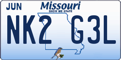 MO license plate NK2G3L