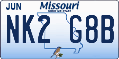 MO license plate NK2G8B