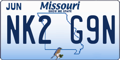 MO license plate NK2G9N