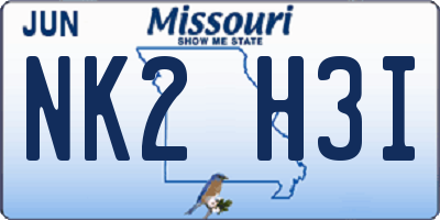MO license plate NK2H3I