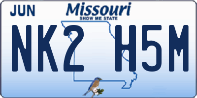 MO license plate NK2H5M