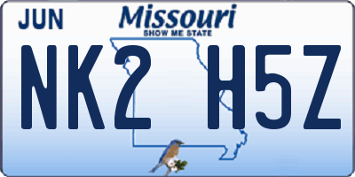 MO license plate NK2H5Z
