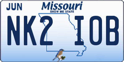 MO license plate NK2I0B