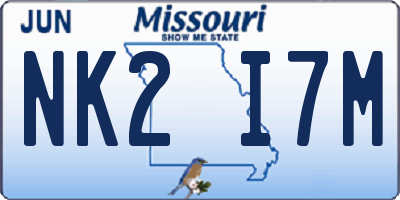 MO license plate NK2I7M