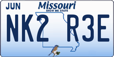 MO license plate NK2R3E