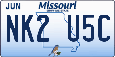 MO license plate NK2U5C