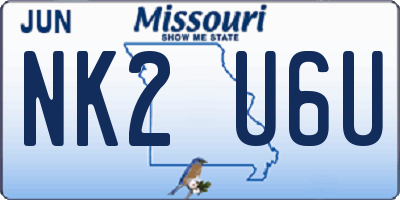 MO license plate NK2U6U