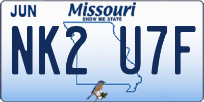 MO license plate NK2U7F