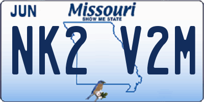 MO license plate NK2V2M