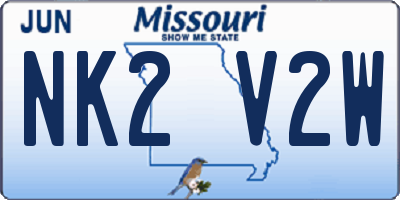 MO license plate NK2V2W