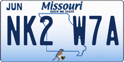 MO license plate NK2W7A