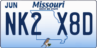 MO license plate NK2X8D