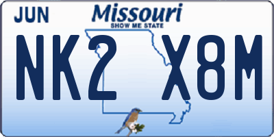 MO license plate NK2X8M