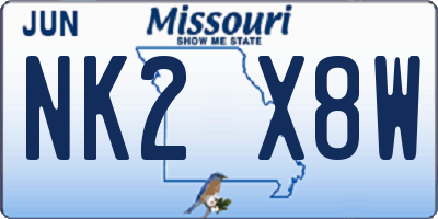 MO license plate NK2X8W