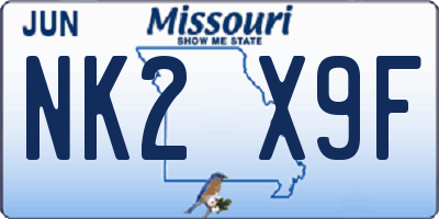 MO license plate NK2X9F
