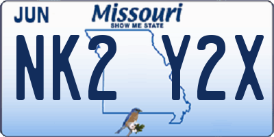 MO license plate NK2Y2X