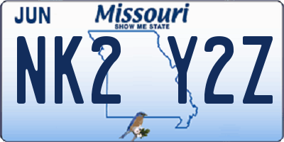 MO license plate NK2Y2Z