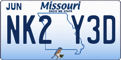 MO license plate NK2Y3D