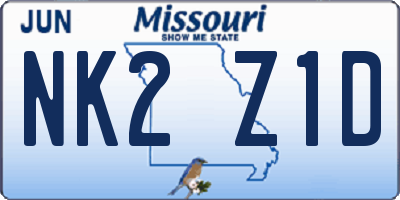 MO license plate NK2Z1D