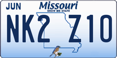 MO license plate NK2Z1O