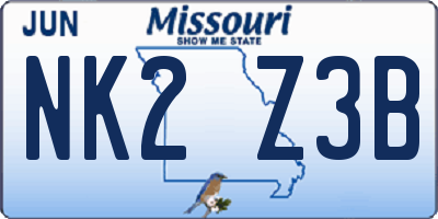 MO license plate NK2Z3B