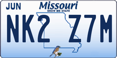 MO license plate NK2Z7M