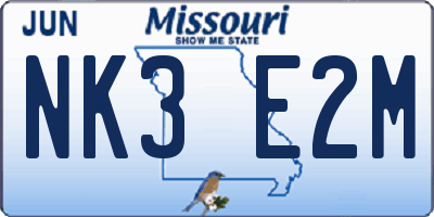 MO license plate NK3E2M