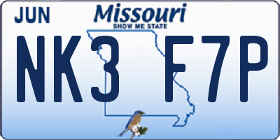 MO license plate NK3F7P