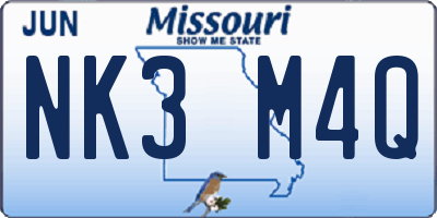 MO license plate NK3M4Q