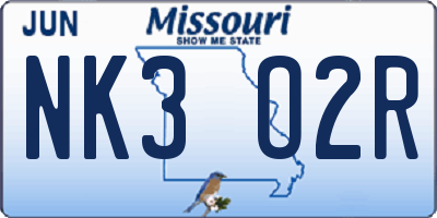 MO license plate NK3O2R