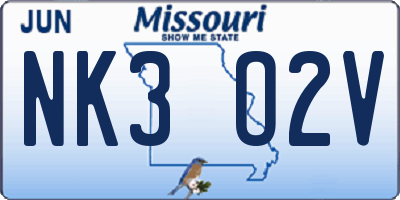 MO license plate NK3O2V